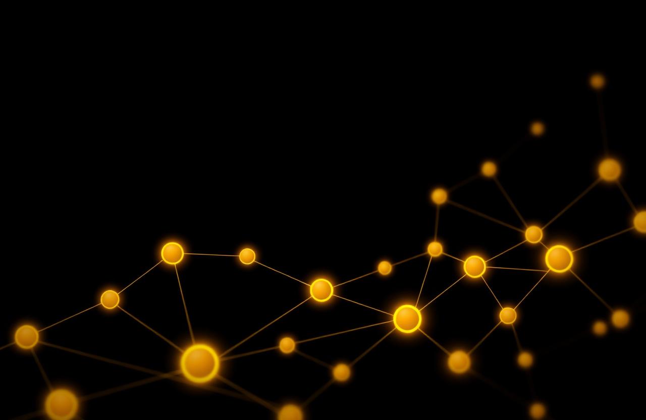 Golden connected nodes representing a CRM pipeline on black